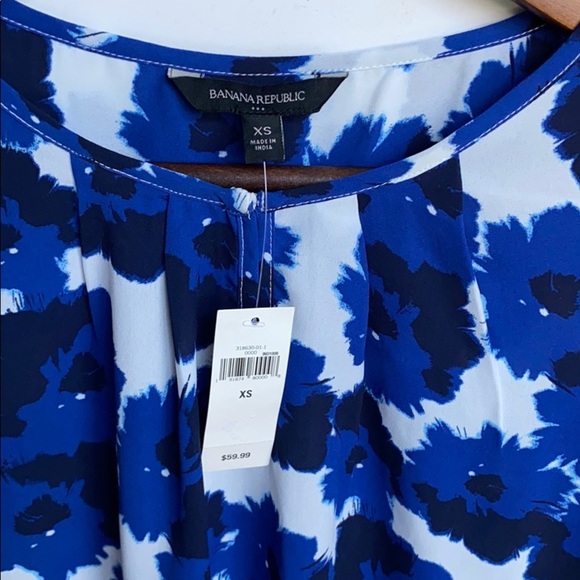NWT Banana Republic Floral Ruffle Sleeve Top XS - Picture 4 of 7